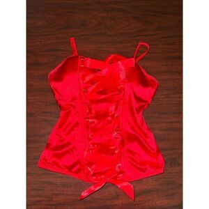 Spirit Halloween Red Lace Up Corset Size Medium